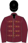 CLARET, GOLD braid, CLARET sleeves, black cap