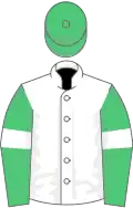 White, Emerald Green sleeves, White armlets, Emerald Green cap