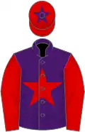 Purple, Red star and sleeves, Red cap with white peak