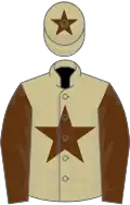 Beige, brown star, sleeves and star on cap