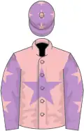Pink, mauve star, mauve sleeves, pink stars and cap