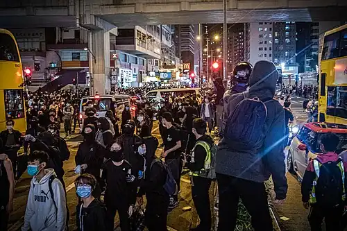 Protesters in the street