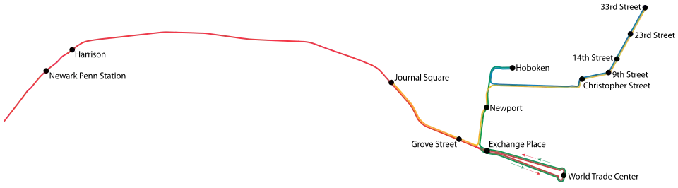 To-scale map of the PATH system