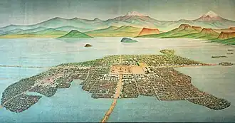 Tenochtitlan and Lake Texcoco in 1519