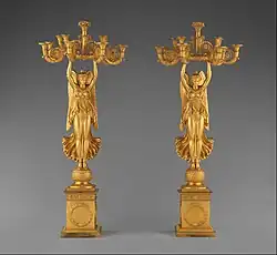 Pair of candelabra with Winged Victories; 1810–1815; gilt bronze; height (each): 127.6 cm; Metropolitan Museum of Art (New York City)