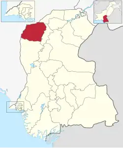 Map of Sindh with Qambar District highlighted