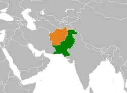 Map indicating locations of Pakistan and Afghanistan