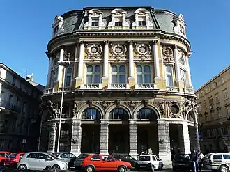 The facade of the Palace Modello from Porto street. Rijeka.