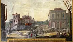18th-century view of the Palazzina and surrounding buildings by Luigi Mulinelli, painted for the Salone delle Feste