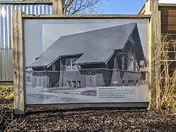 Panel of Ransom Place Historic Marker featuring Second Christian Church (photo taken in 1913)