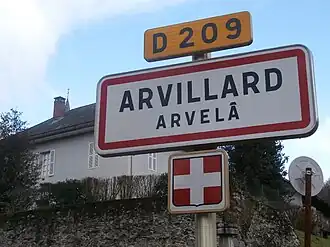 A road sign in Arvillard