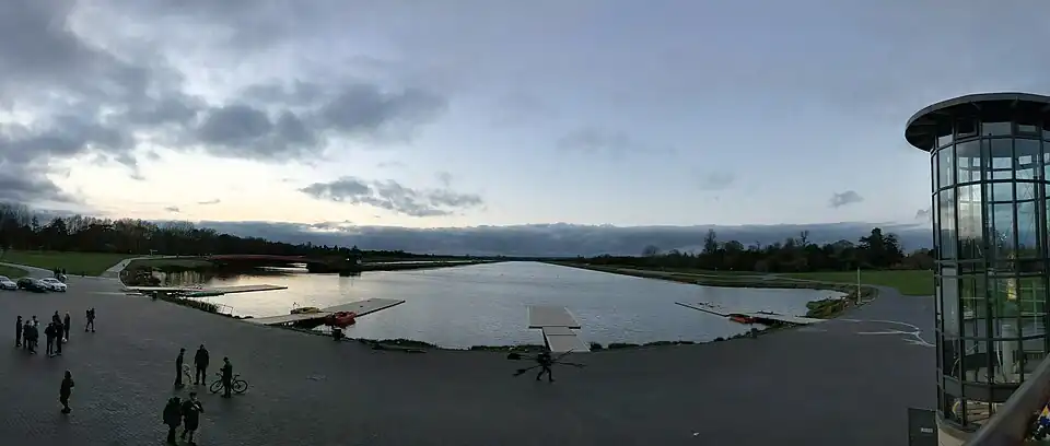 Panorama of the lake looking down the lake from the training centre