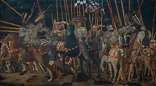 Paolo Uccello, The Counter-attack of Michelotto da Cotignola at the Battle of San Romano (c. 1455)