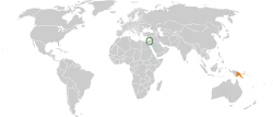 Map indicating locations of Israel and Papua New Guinea