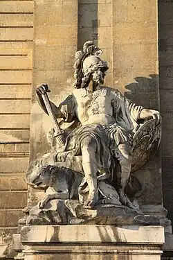 Statue of Mars, the Roman god of war, by the north portal