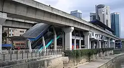 Exterior of the Pasar Seni LRT station.