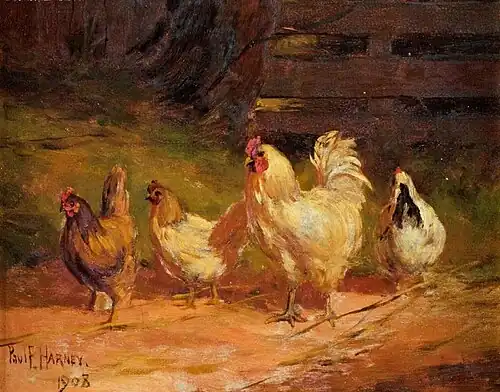 Chickens, Oil on Canvas, 1908, New Britain Museum of American Art