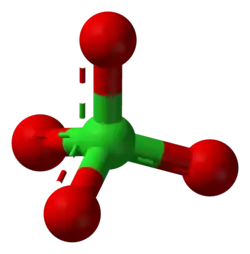 Ball-and-stick model of the perchlorate ion
