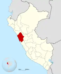 Location of Ancash in Perú