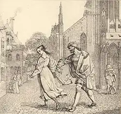 Faust offers his arm to Gretchen (illustration by Peter von Cornelius,1811)