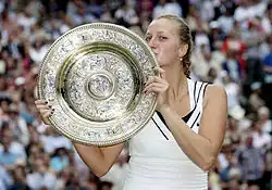 2011 Ladies singles champion Petra Kvitova with the Rosewater Dish trophy