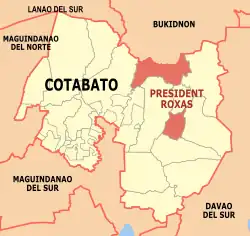Map of Cotabato with President Roxas highlighted
