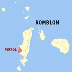 Map of Romblon with Ferrol highlighted