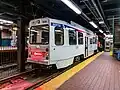 Trolley car at eastbound platform