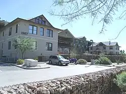 The Arizona Academy North and South Halls were built in 1928 and are located at 1325 N. 14th Street. The former academy is now known as the Stepping Stone Place. The North Hall is addressed as 1307 and the South Hall as 1305. Both towers were listed in the National Register of Historic Places in 1993, ref.: #93000813.