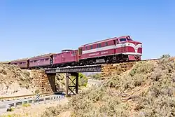 Pichi Richi Railway's restored NSU52, crossing Saltia bridge near Quorn in October 2019, is only one of two NSU class locos in operation.