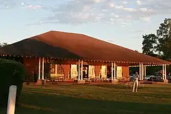 Front-facing picture of the Picnic Pavilion during midday.