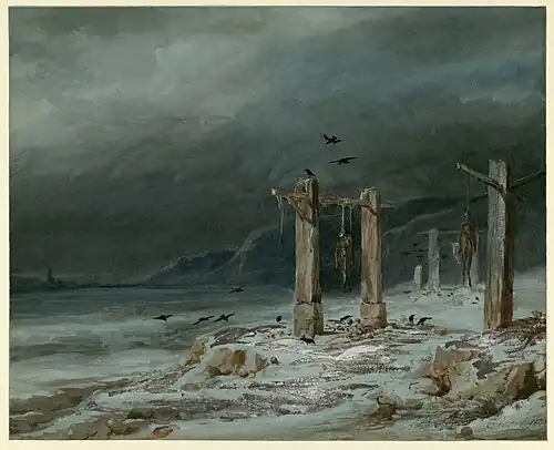 Pierre-Luc-Charles Cicéri - Act III set design for the première production of Daniel Auber's Gustave III