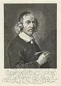 Engraving of Jan de Bray's portrait of Jean de la Chambre at a later age, 1666, by Pieter Holsteyn II