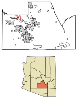 Location of Stotonic Village in Pinal County, Arizona.