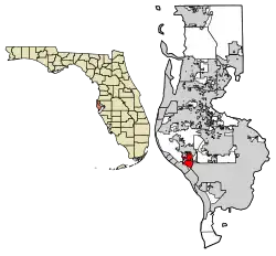 Location of Bay Pines in Pinellas County, Florida.