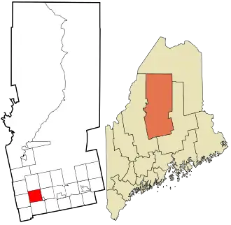 Location in Piscataquis County and the state of Maine.