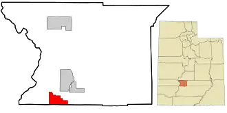 Location in Piute County and the state of Utah.