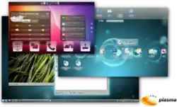 A computer desktop with glossy and nature-inspired imagery.