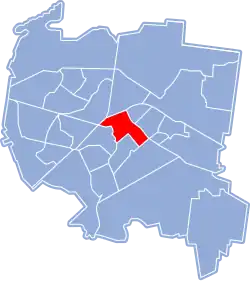 Location of Centrum district within Białystok