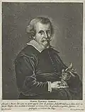 Portrait of David Teniers the Elder after a painting by Pieter van Mol, used as an illustration for Cornelis de Bie's Het Gulden Cabinet