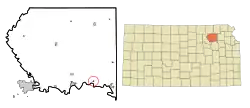 Location within Pottawatomie County and Kansas