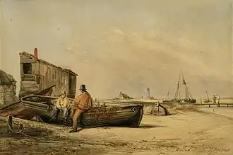 watercolour beach scene by Priest