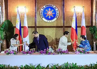 President Bongbong Marcos and First Lady Liza Araneta Marcos hosting a state dinner for Japanese Prime Minister Shigeru Ishiba and his spouse, Yoshiko Ishiba at the Malacañang Palace during the latter's official visit to Manila, April 29, 2025