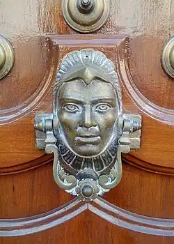 Door knocker depicting an Eagle warrior in Querétaro, Mexico.