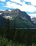 Pulpit Peak seen from Icefields Parkway at Hector Lake