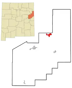 Location within Quay County and New Mexico