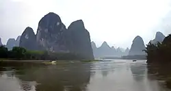 Karst cones and a river in front