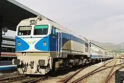 319.3 in blue-white passenger train livery