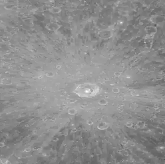 Oblique MESSENGER image showing the rays