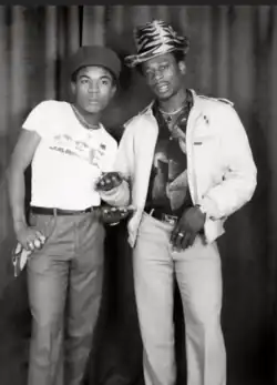 Ranking Toyan (left) in 1982.